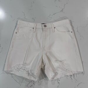 Hudson Jeans White Ripped Denim Shorts